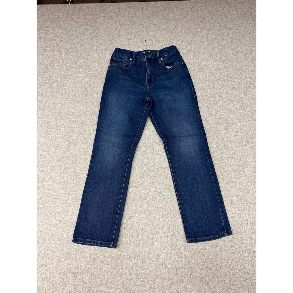 Good American Jeans Size 10 / 30 Blue High Rise Straight Leg Stretch Denim Pant